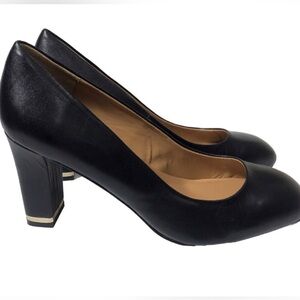 Talbots Black Gold Block Heels. Size 11.
